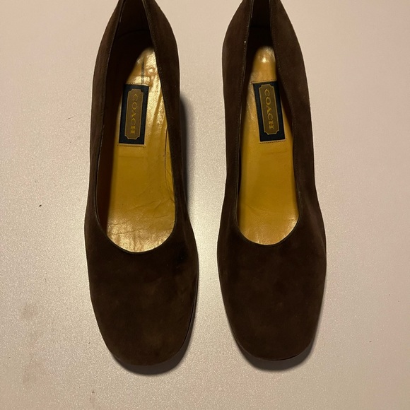 Coach women’s brown suede shoes made in Italy size 7.5 B Heel shoes Mules - Picture 3 of 13
